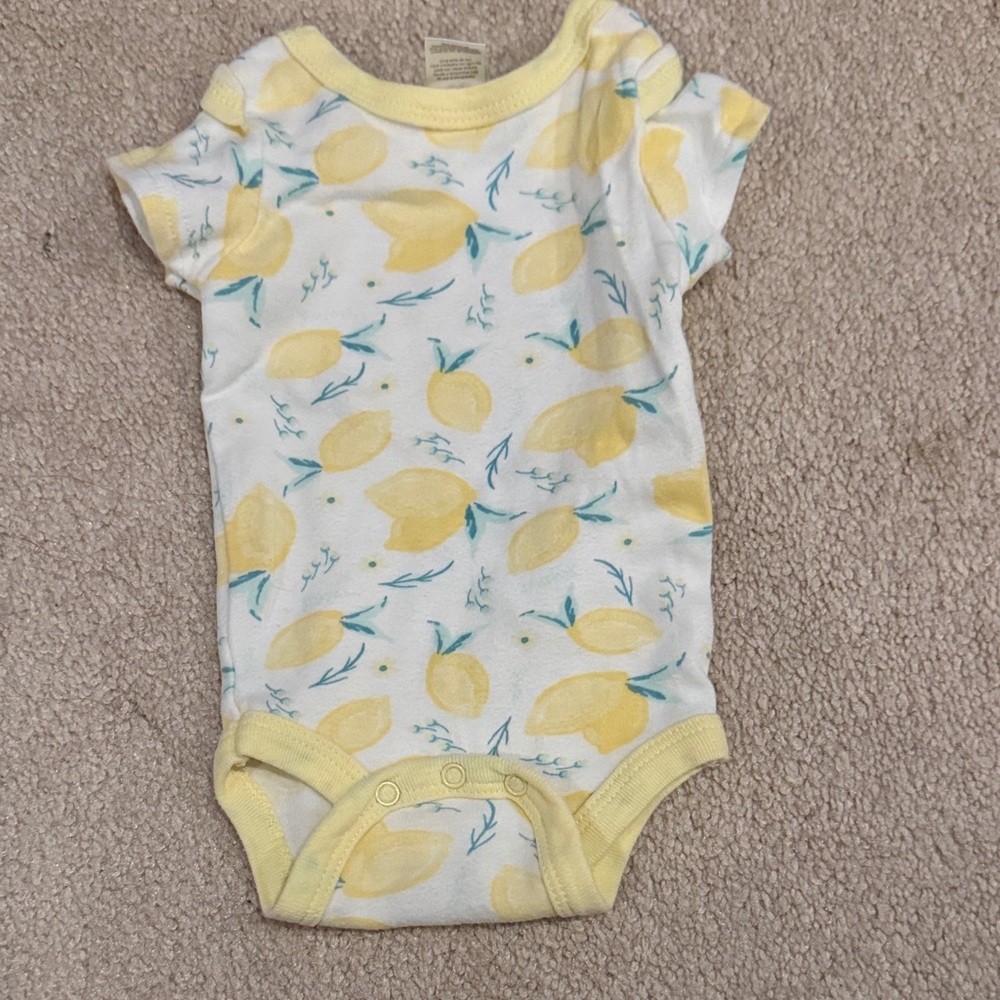 Yellow Lemon Print Baby One-Piece Bodysuit